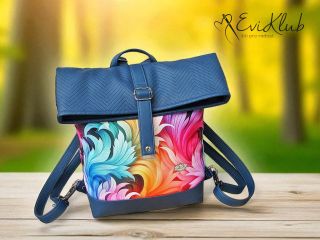 překlápěcí batoh FANOUŠEK - zářiový projekt Eviklubu v kurzu kabelky - 3 různé hloubky ohnutí a zafixování - zipové kapsy...